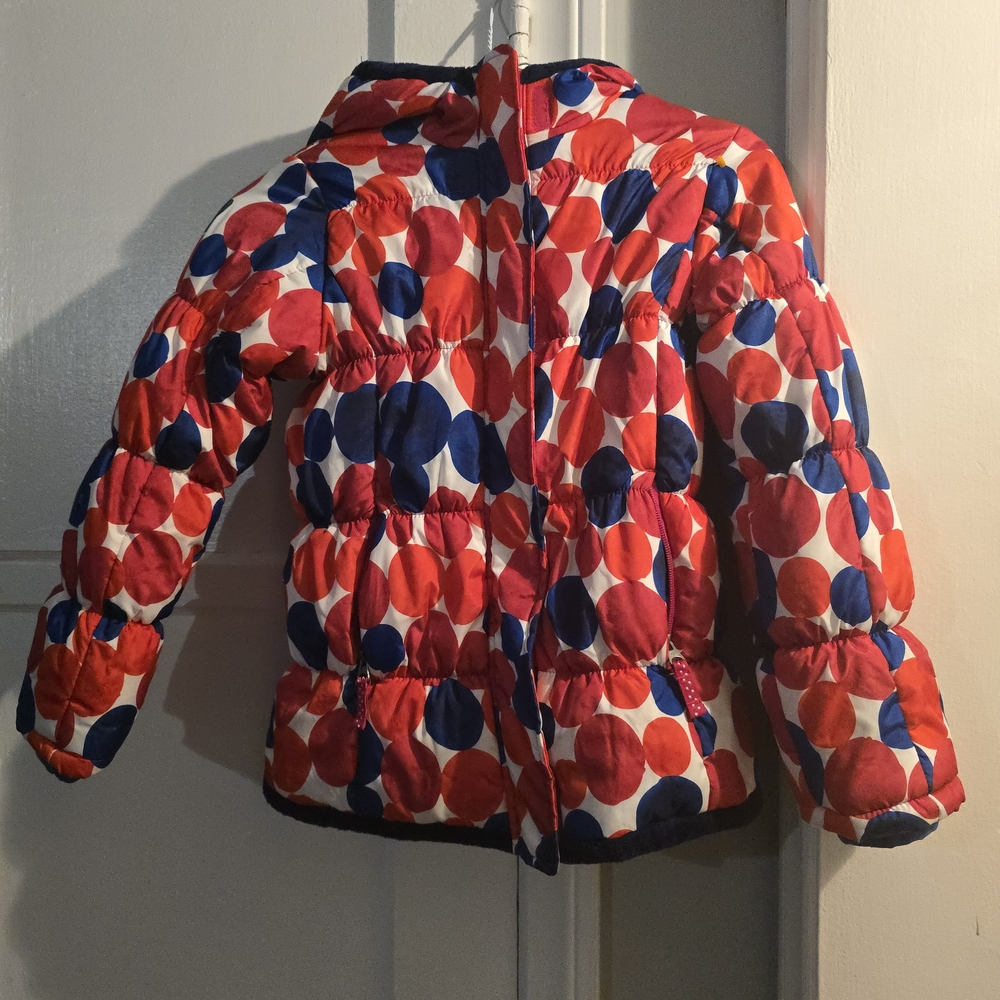 Lands' End Red and Blue Polka Dot Kids Puffer Jacket